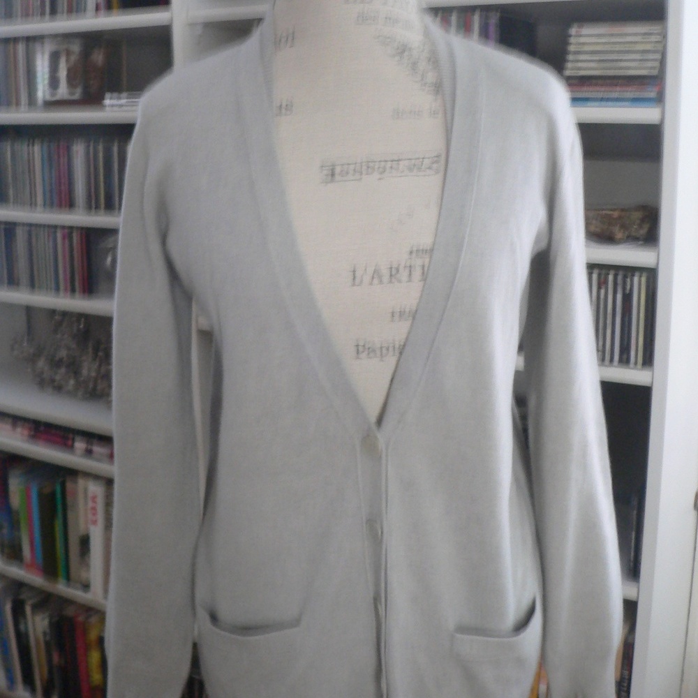 INHABIT OVERSIZED CASHMERE PALE GRAY CARDI - S